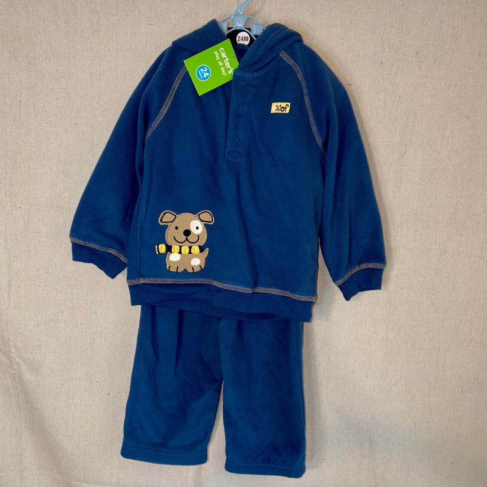 Carter's Baby Boy's Hoodie & Sweat Pants set Size 24 Months Blue Fleece NWT!